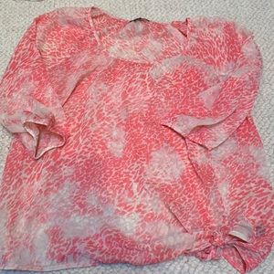 Express Sheer Top - Pink/White - Size Small